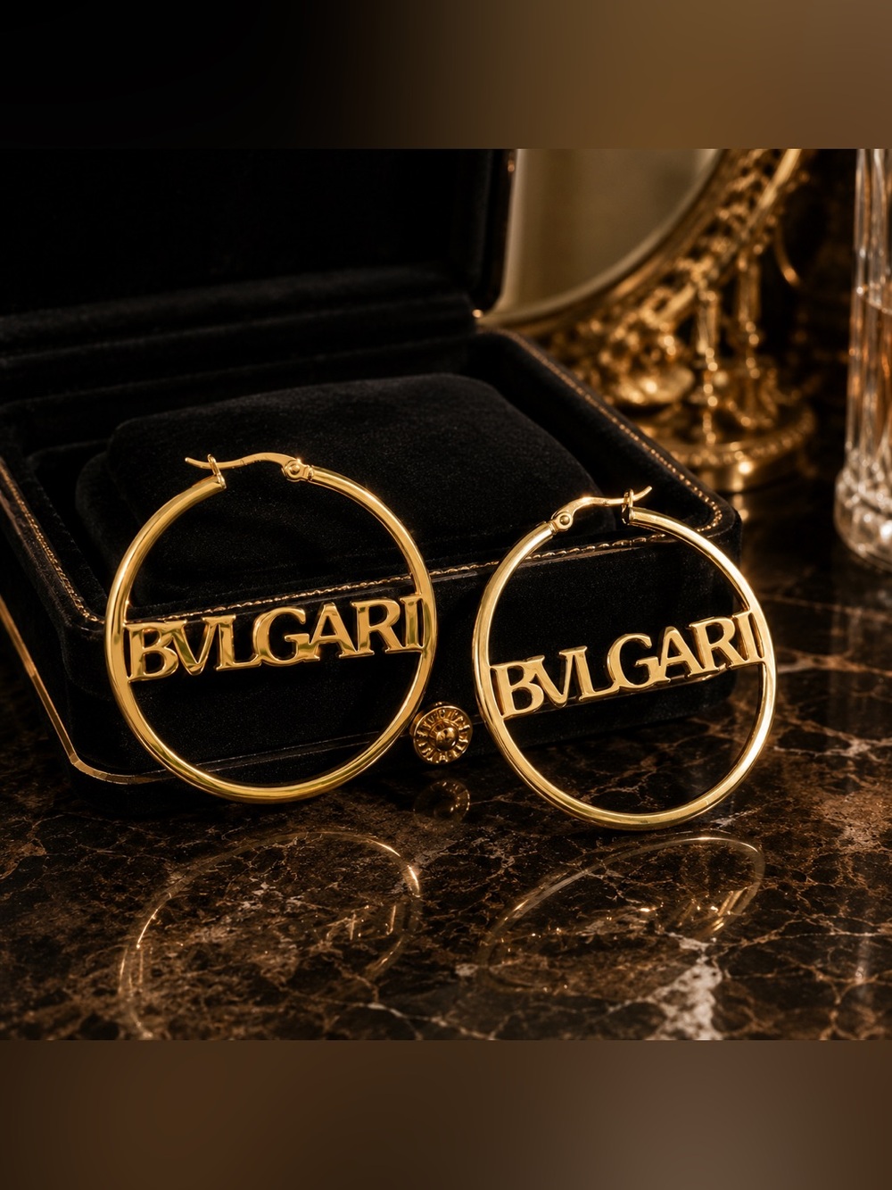 BVLGARI Logo Gold Hoop Earrings